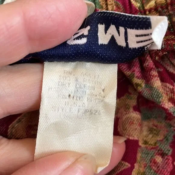 Vtg Liz & Me maroon & green floral paisley full skirt - Picture 8 of 9